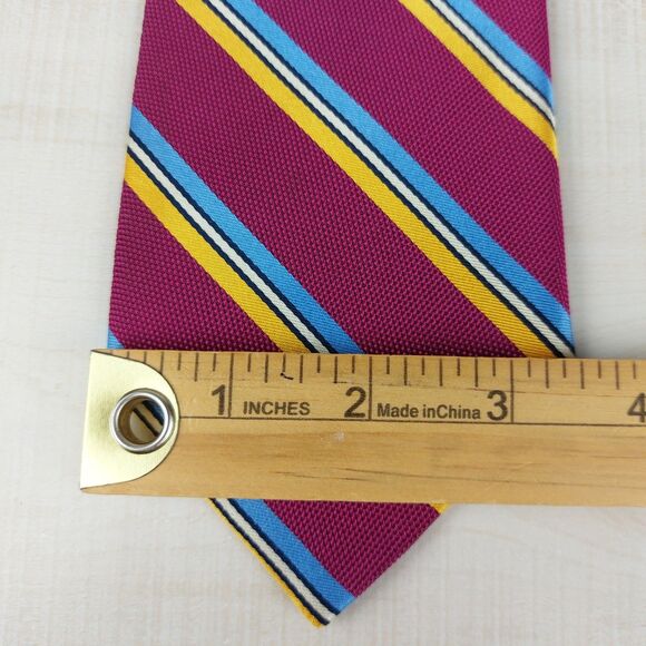 Vtg Lands End Necktie 100% Silk Stripe Pink Blue White 3.5x58.5/8 - Picture 2 of 4